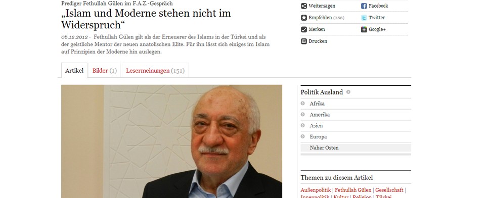 FAZ-Interview mit Fethullah Gülen deutscher Top Tweet 2012