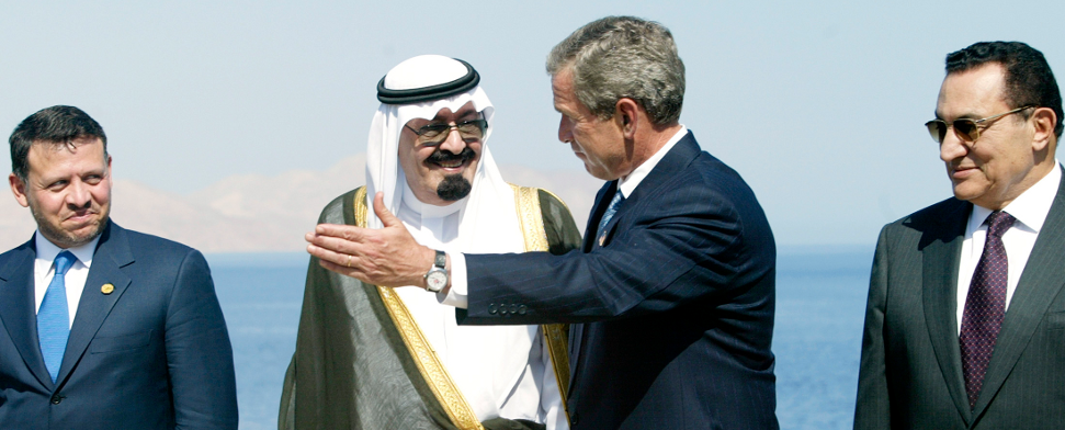 George W. Bush mit arabischen Monarchen und Husni Mubarak.