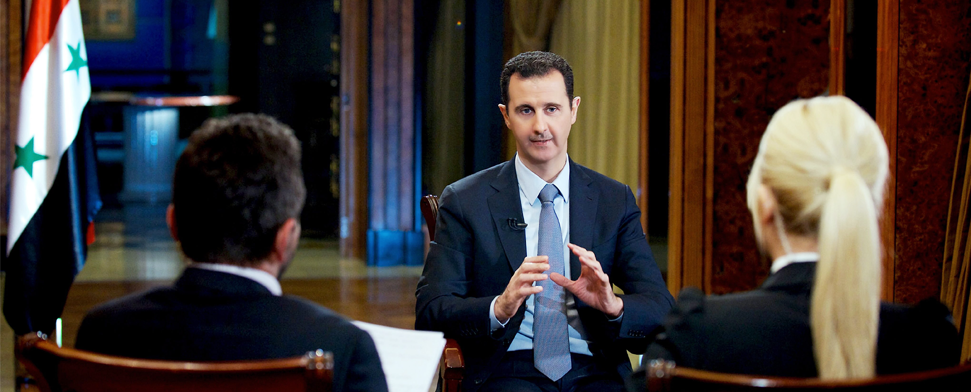 Syrischer Präsident Bashar al-Assad während eines Interviews mit Reportern vom türkischen Sender 'Halk TV' und der türkischen Zeitung 'Yurt', in Damaskus, Syrien, 01. Oktober 2013.