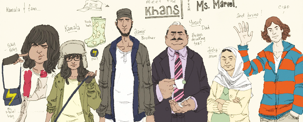 Ein neues Marvel Comics Cover zeigt Ms Marvel als Kamala Khan (2nd l), die 16-jährige Muslimin aus Pakistan.