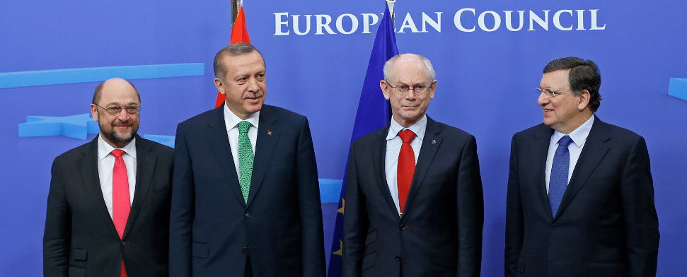 Martin Schulz mit Recep Tayyip Erdogan, Herman von Rompuy und Jose Manuel Barroso.