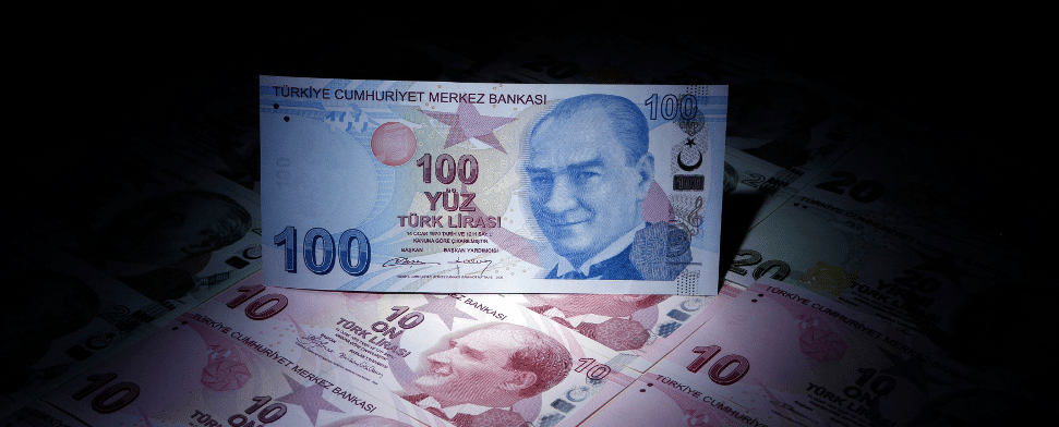 Mehrere Banknoten der türkische Lira.