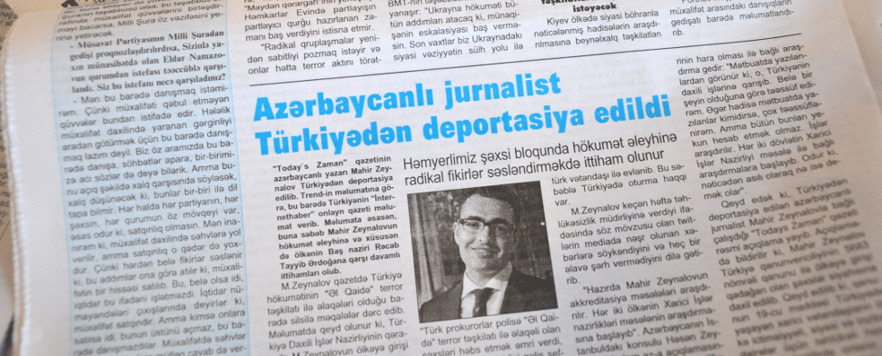 Mahir Zeynalov in der aserbaidschanischen Presse