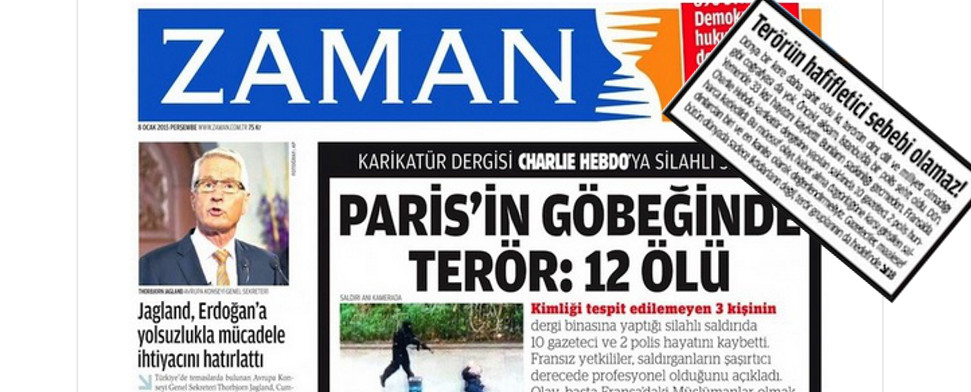 Die heutige Titelseite der türkischen Tageszeitung Zaman.