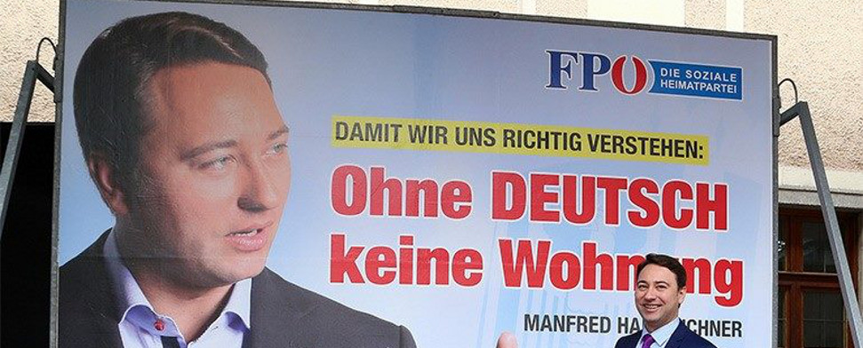Wahlplakat in Österreich: "Ohne Deutsch keine Wohnung"