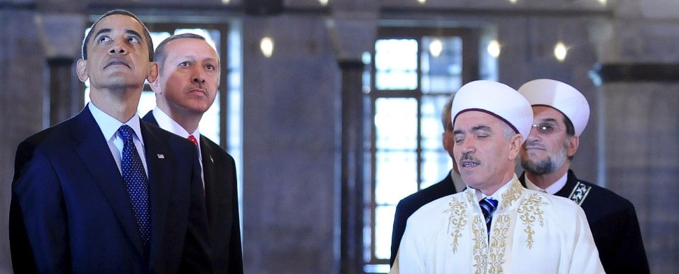 Obama und Erdoğan in der Sultanahmet-Moschee