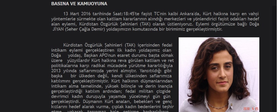 TAK-Bekennerschreiben zu Anschlag in Ankara