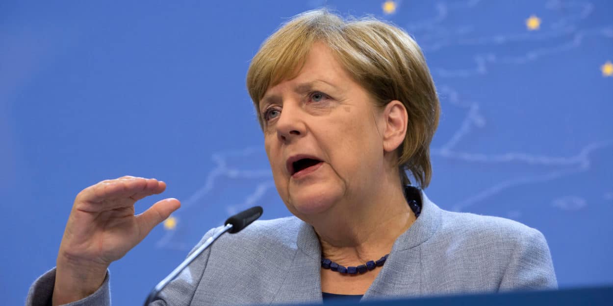 Bundeskanzlerin Angela Merkel (CDU) spricht am 20.10.2017 in Brüssel, Belgien, im Rahmen des EU-Gipfels währe
