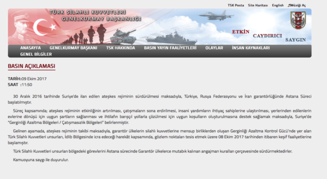 Screenshot: Türkische Streitkräfte TSK 